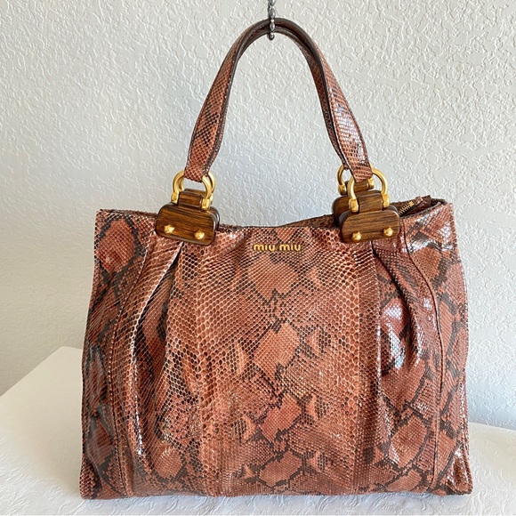 Miu miu brown Python tote - Picture 2 of 14